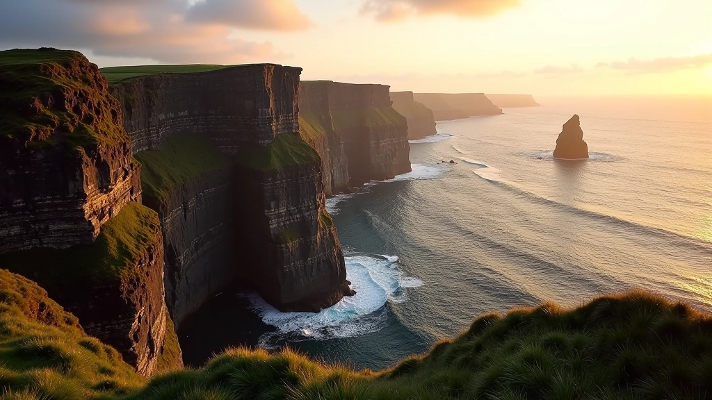 Dramatic coastal cliffs overlooking the Atlantic Ocean in Donegal