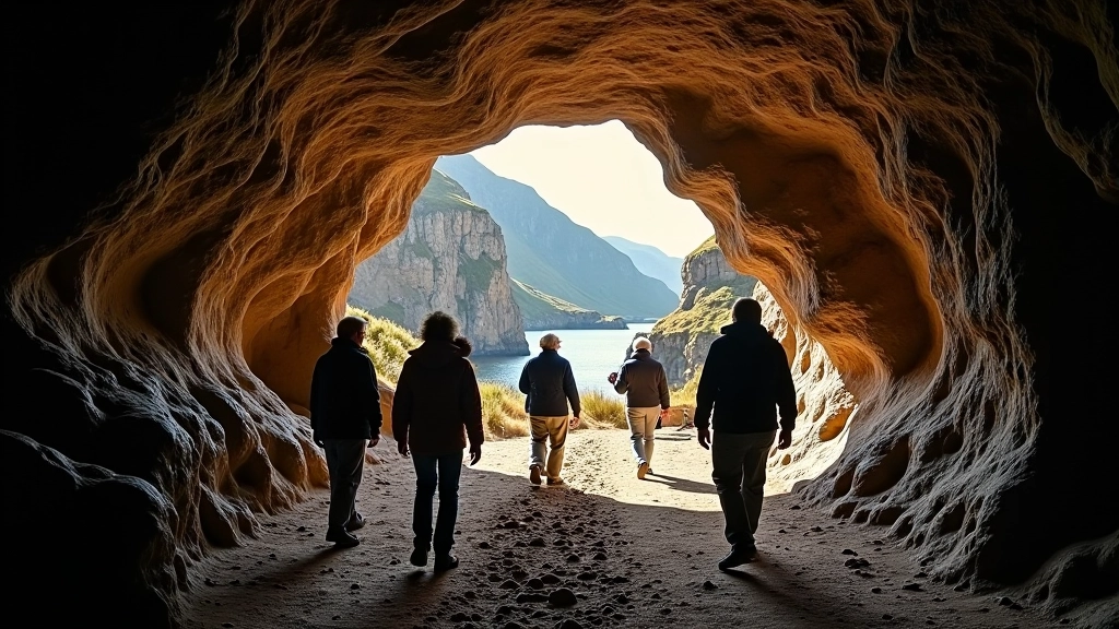 Cave interior with guide