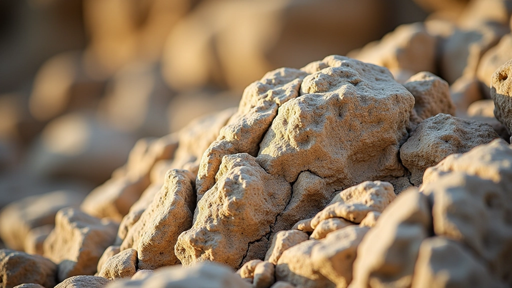 Close-up detail of sandstone rock texture showing natural striations, mineral deposits, and weathering patterns from ocean exposure